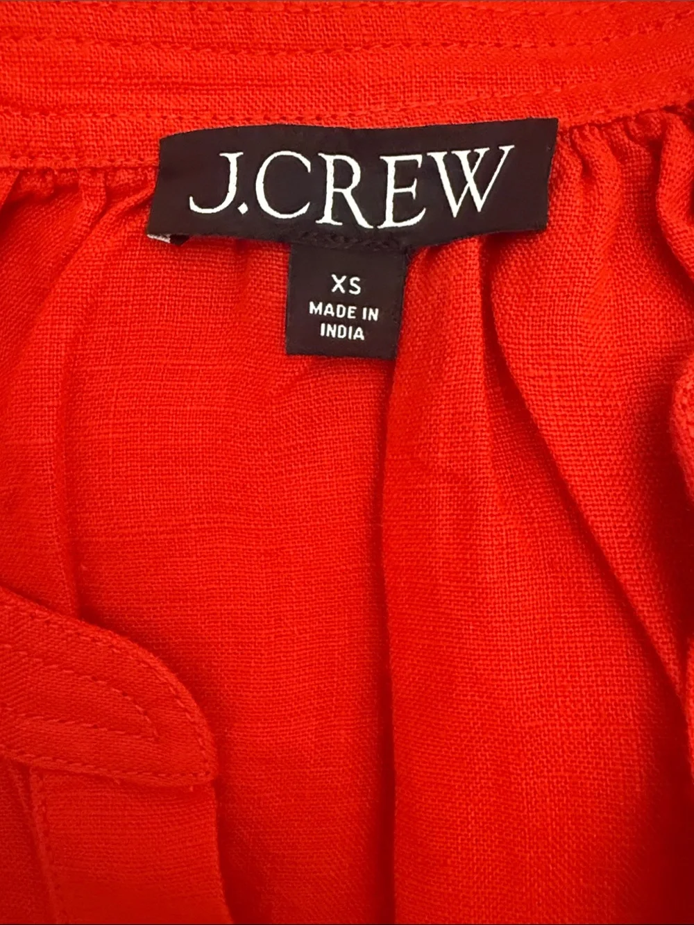 J.Crew Red Linen Cabana Mini Dress NWOT